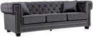 Meridian Furniture - Bowery Velvet Sofa in Grey - 614Grey-S - GreatFurnitureDeal