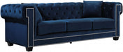 Meridian Furniture - Bowery Velvet Sofa in Navy - 614Navy-S - GreatFurnitureDeal