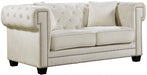 Meridian Furniture - Bowery Velvet Loveseat in Cream - 614Cream-L - GreatFurnitureDeal