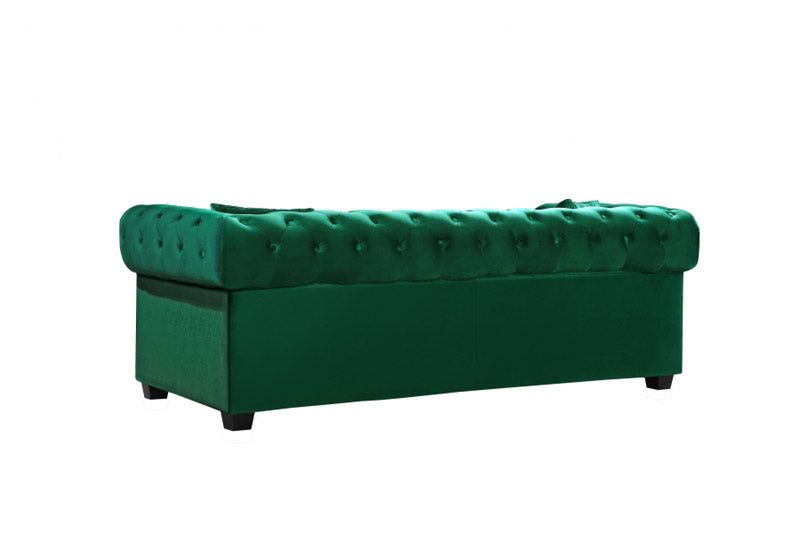 Meridian Furniture - Bowery Velvet Loveseat in Green - 614Green-L - GreatFurnitureDeal