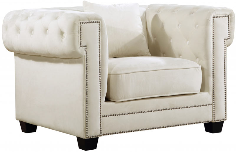 Meridian Furniture - Bowery 3 Piece Living Room Set in Cream - 614Cream-S-3SET - GreatFurnitureDeal