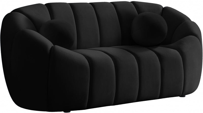 Meridian Furniture - Elijah Velvet Loveseat in Black - 613Black-L - GreatFurnitureDeal