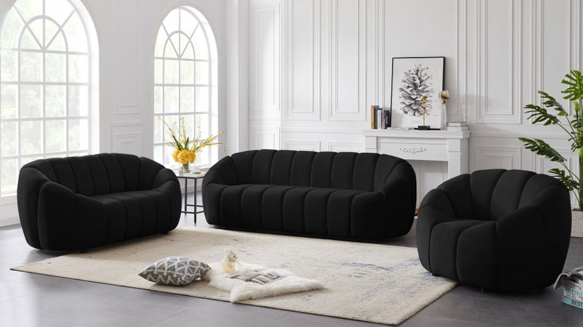 Meridian Furniture - Elijah Velvet Loveseat in Black - 613Black-L - GreatFurnitureDeal