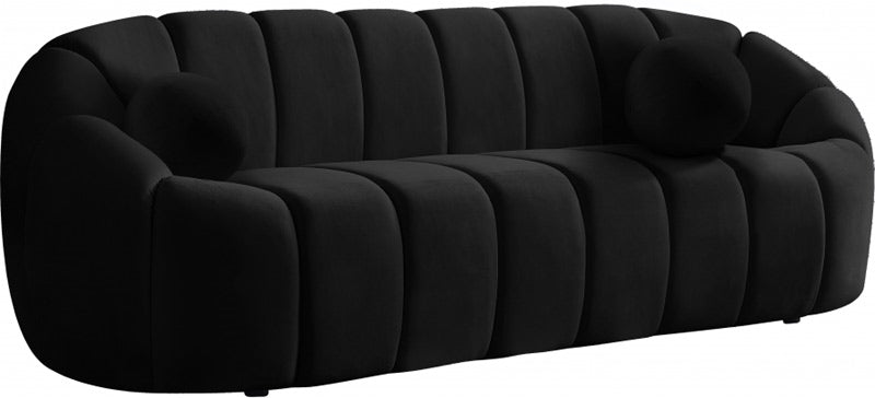 Meridian Furniture - Elijah Velvet Sofa in Black - 613Black-S - GreatFurnitureDeal