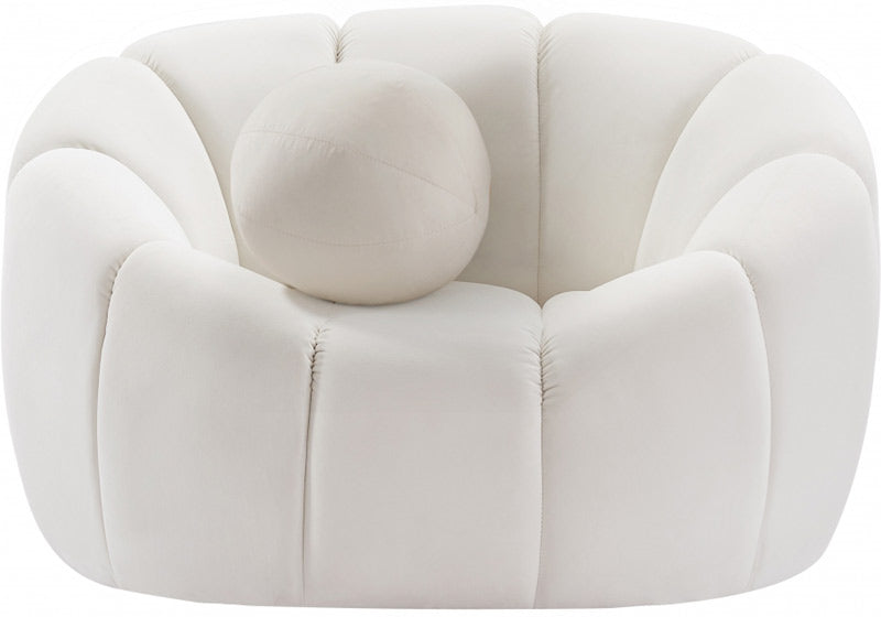 Meridian Furniture - Elijah Velvet Chair in Cream - 613Cream-C - GreatFurnitureDeal