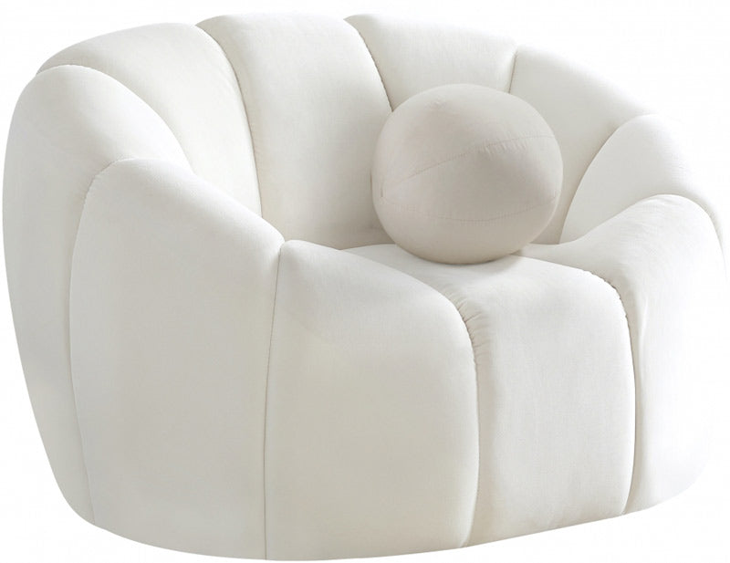 Meridian Furniture - Elijah Velvet Chair in Cream - 613Cream-C - GreatFurnitureDeal
