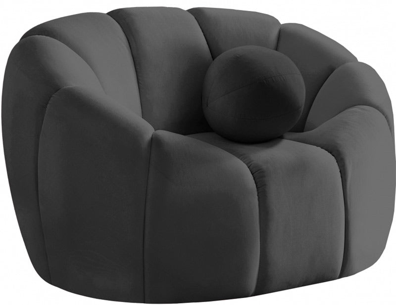 Meridian Furniture - Elijah Velvet Chair in Grey - 613Grey-C - GreatFurnitureDeal