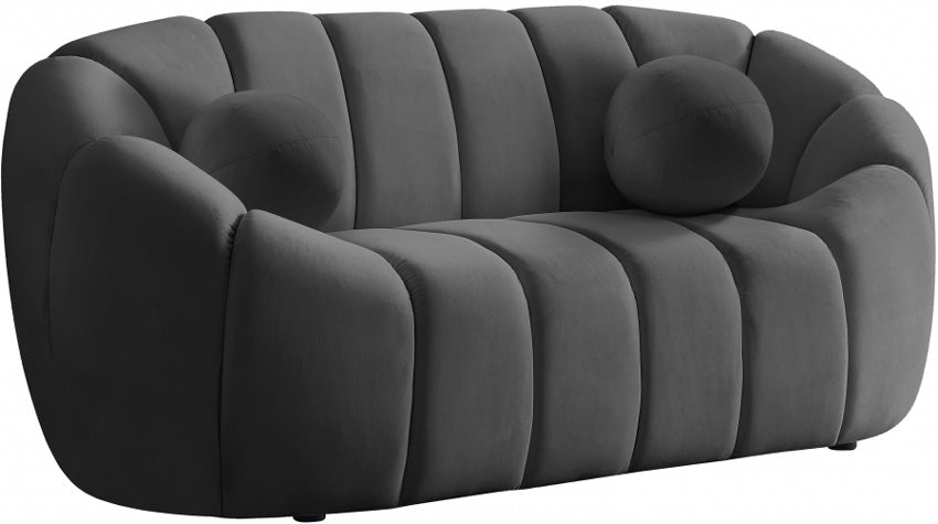 Meridian Furniture - Elijah Velvet Loveseat in Grey - 613Grey-L - GreatFurnitureDeal