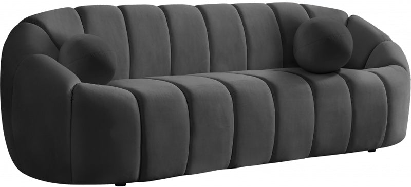 Meridian Furniture - Elijah Velvet Sofa in Grey - 613Grey-S - GreatFurnitureDeal