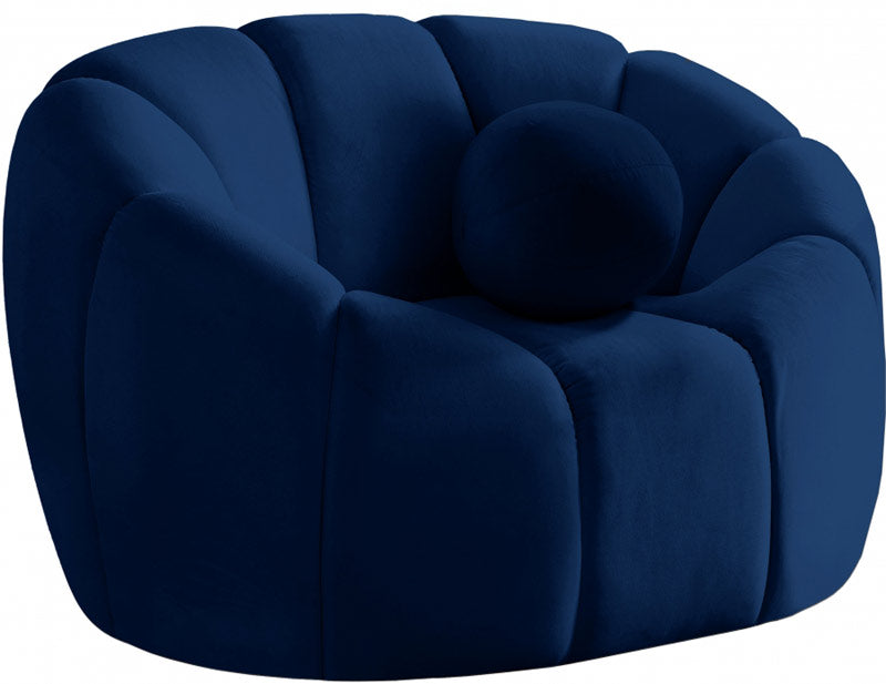 Meridian Furniture - Elijah Velvet Chair in Navy - 613Navy-C - GreatFurnitureDeal