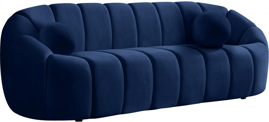 Meridian Furniture - Elijah Velvet Sofa in Navy - 613Navy-S - GreatFurnitureDeal