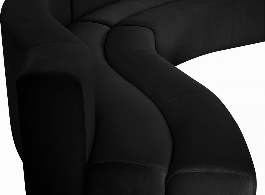 Meridian Furniture - Curl Velvet 2 Piece Sectional in Black - 624Black-Sectional - GreatFurnitureDeal