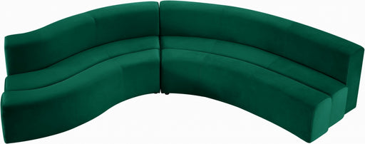 Meridian Furniture - Curl Velvet 2 Piece Sectional in Green - 624Green-Sectional - GreatFurnitureDeal