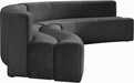 Meridian Furniture - Curl Velvet 2 Piece Sectional in Grey - 624Grey-Sectional - GreatFurnitureDeal