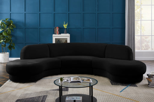 Meridian Furniture - Rosa Velvet 3 Piece Sectional in Black - 628Black-Sectional - GreatFurnitureDeal
