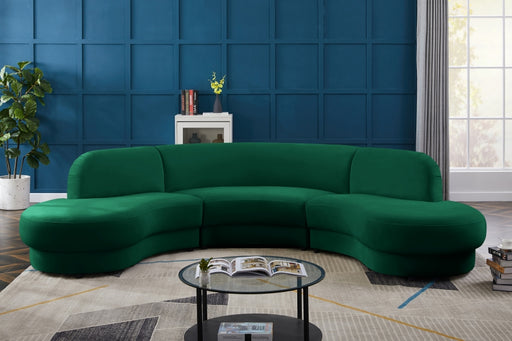 Meridian Furniture - Rosa Velvet 3 Piece Sectional in Green - 628Green-Sectional - GreatFurnitureDeal