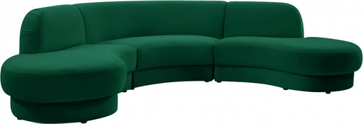 Meridian Furniture - Rosa Velvet 3 Piece Sectional in Green - 628Green-Sectional - GreatFurnitureDeal