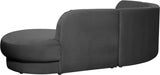 Meridian Furniture - Rosa Velvet 3 Piece Sectional in Grey - 628Grey-Sectional - GreatFurnitureDeal