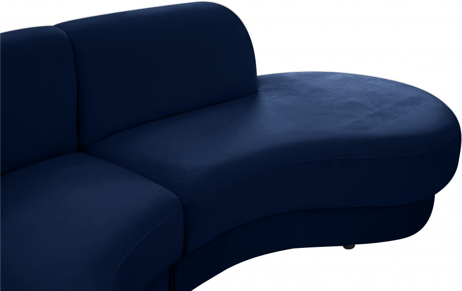 Meridian Furniture - Rosa Velvet 3 Piece Sectional in Navy - 628Navy-Sectional - GreatFurnitureDeal