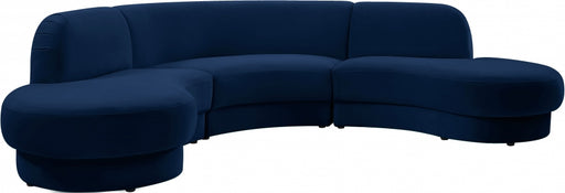 Meridian Furniture - Rosa Velvet 3 Piece Sectional in Navy - 628Navy-Sectional - GreatFurnitureDeal
