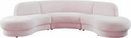 Meridian Furniture - Rosa Velvet 3 Piece Sectional in Pink - 628Pink-Sectional - GreatFurnitureDeal
