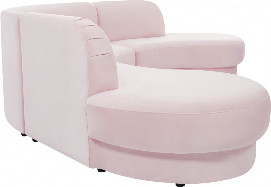 Meridian Furniture - Rosa Velvet 3 Piece Sectional in Pink - 628Pink-Sectional