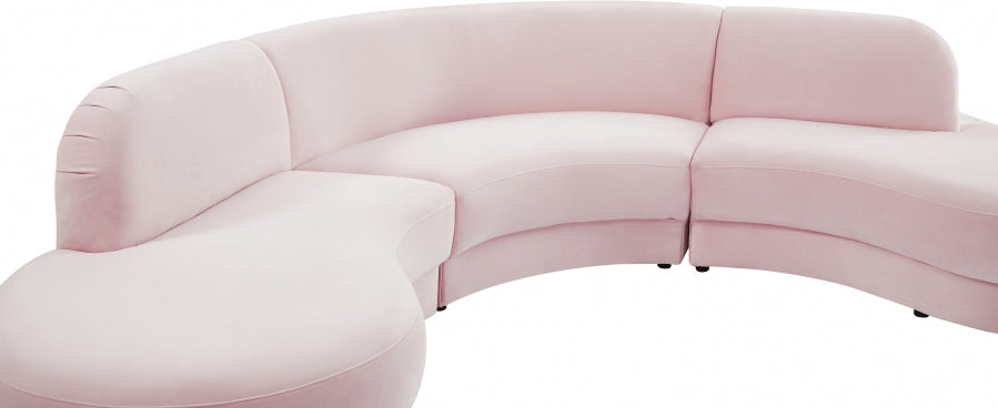 Meridian Furniture - Rosa Velvet 3 Piece Sectional in Pink - 628Pink-Sectional