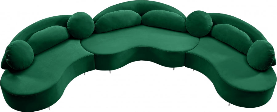 Meridian Furniture - Vivacious Velvet 3 Piece Sectional in Green - 632Green-Sectional - GreatFurnitureDeal