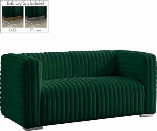 Meridian Furniture - Ravish Velvet Loveseat in Green - 640Green-L - GreatFurnitureDeal