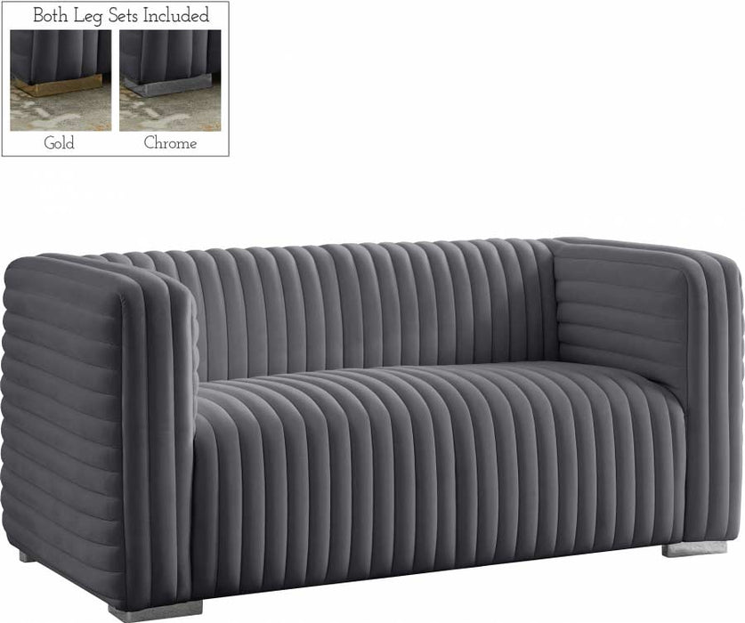 Meridian Furniture - Ravish Velvet Loveseat in Grey - 640Grey-L - GreatFurnitureDeal