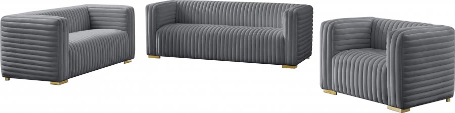 Meridian Furniture - Ravish Velvet Loveseat in Grey - 640Grey-L - GreatFurnitureDeal