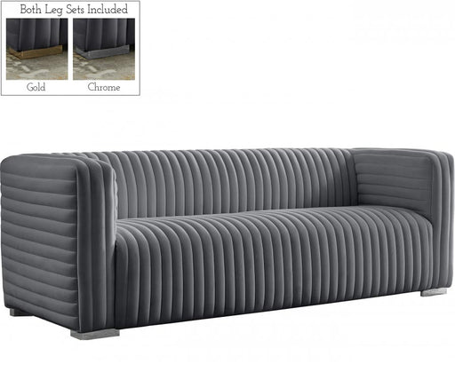 Meridian Furniture - Ravish Velvet Sofa in Grey - 640Grey-S - GreatFurnitureDeal