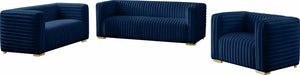 Meridian Furniture - Ravish Velvet Loveseat in Navy - 640Navy-L - GreatFurnitureDeal