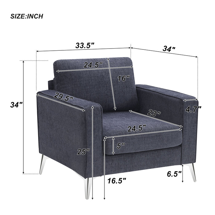 GFD Home -[VIDEO provided] [New]Modern 3-Piece Sofa Sets with Sturdy Metal Legs,Chenille Upholstered Couches Sets Including 3-Seat Sofa, Loveseat and Single Chair for Living Room Furniture Set (1+2+3 Seat) - GreatFurnitureDeal