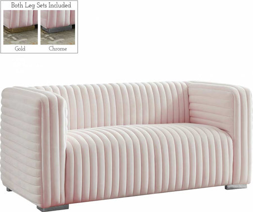 Meridian Furniture - Ravish Velvet Loveseat in Pink - 640Pink-L - GreatFurnitureDeal