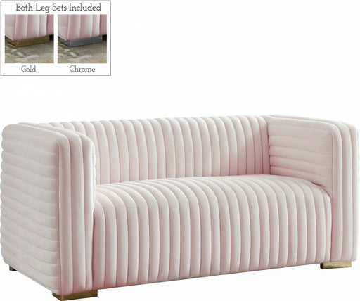 Meridian Furniture - Ravish Velvet Loveseat in Pink - 640Pink-L - GreatFurnitureDeal