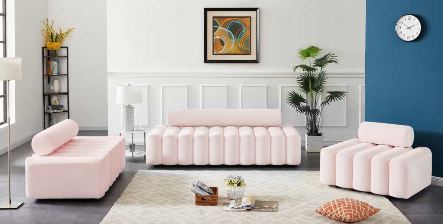 Meridian Furniture - Melody Velvet Sofa in Pink - 647Pink-S