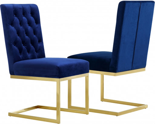 Meridian Furniture - Cameron Velvet Dining Chair in Navy (Set of 2) - 712Navy-C - GreatFurnitureDeal