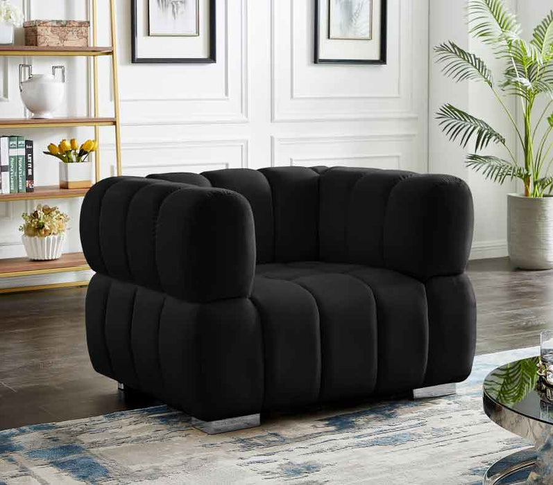 Meridian Furniture - Gwen Velvet Chair in Black - 670Black-C - GreatFurnitureDeal