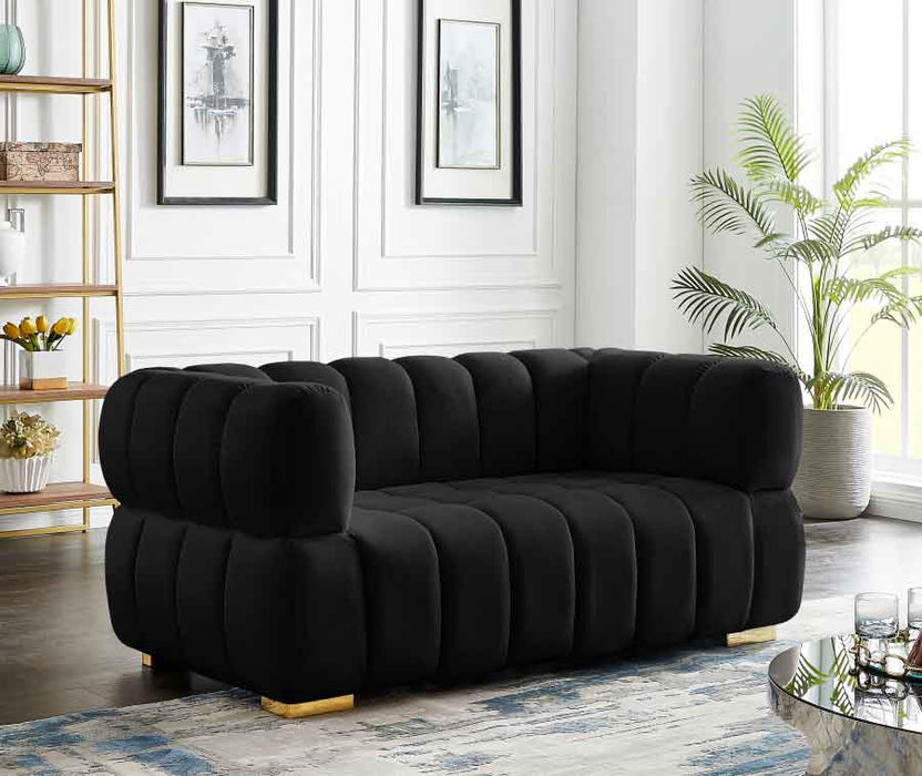 Meridian Furniture - Gwen Velvet Loveseat in Black - 670Black-L - GreatFurnitureDeal