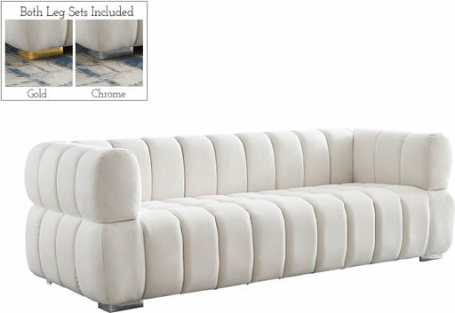 Meridian Furniture - Gwen Velvet Sofa in Cream - 670Cream-S - GreatFurnitureDeal