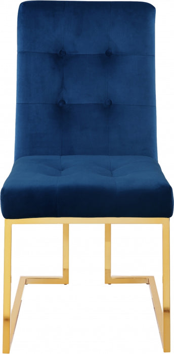 Meridian Furniture - Pierre Velvet Dining Chair in Navy (Set of 2) - 714Navy-C - GreatFurnitureDeal