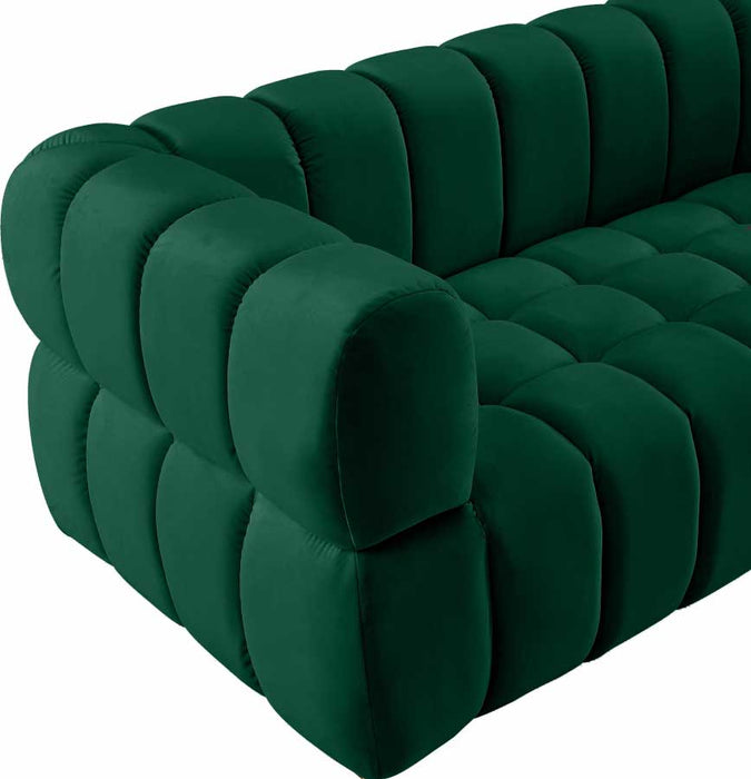 Meridian Furniture - Gwen Velvet Loveseat in Green - 670Green-L - GreatFurnitureDeal
