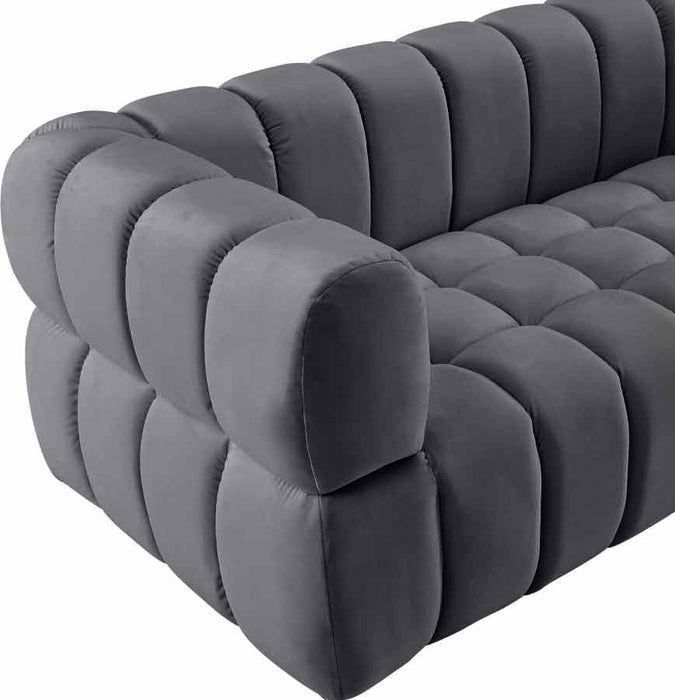 Meridian Furniture - Gwen Velvet Chair in Grey - 670Grey-C - GreatFurnitureDeal