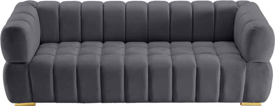 Meridian Furniture - Gwen Velvet Sofa in Grey - 670Grey-S