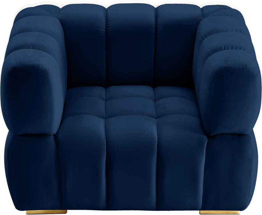 Meridian Furniture - Gwen Velvet Chair in Navy - 670Navy-C - GreatFurnitureDeal