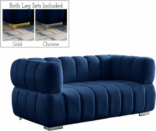 Meridian Furniture - Gwen Velvet Loveseat in Navy - 670Navy-L - GreatFurnitureDeal