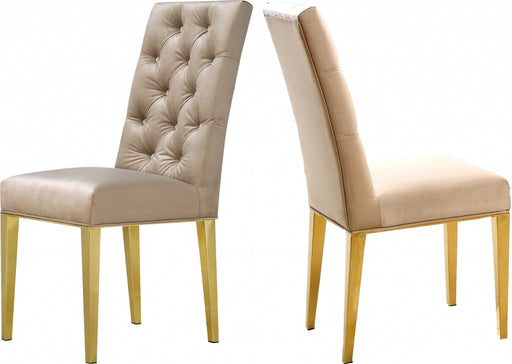 Meridian Furniture - Capri Velvet Dining Chair in Beige (Set of 2) - 716BE-C - GreatFurnitureDeal