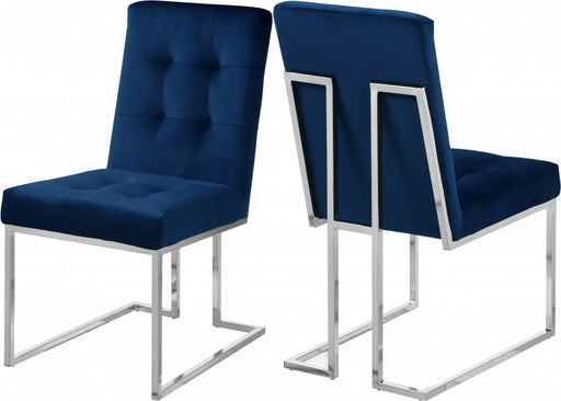 Meridian Furniture - Alexis Velvet Dining Chair in Navy (Set of 2) - 731Navy-C - GreatFurnitureDeal