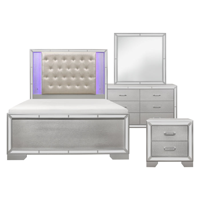 Homelegance - Aveline 4 Piece Queen Bedroom Set in Silver - 1428SV-1*4 - GreatFurnitureDeal